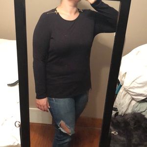 Michael Kors long sleeve black shirt zipper top
